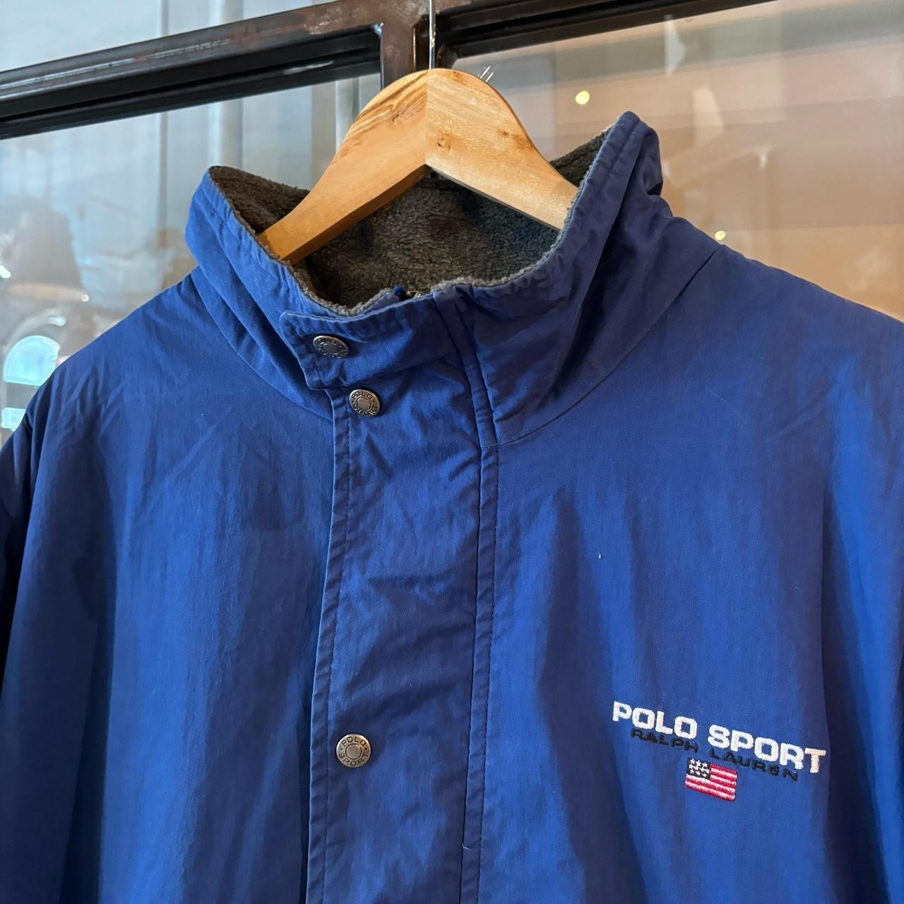 CP02ABR - Vintage Retro Essential Blue Polo Sport down puffer padded lined Full Zip jacket coat with adjustable waist #gorpcore #hike #expedition #outdoor #polosport