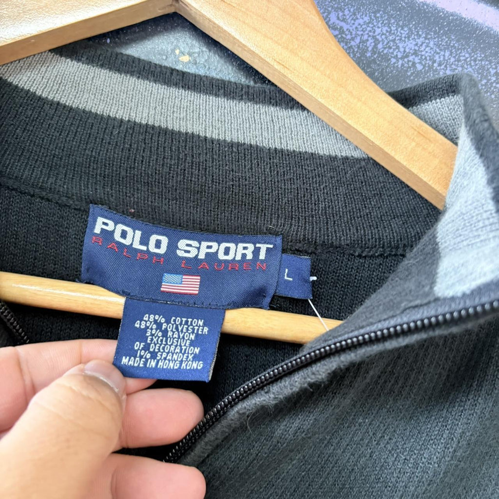 Vintage Polo Sport Ralph Lauren Black 1/4 quarter zip up Sweatshirt jumper fleece top #Y2K #preppy #quarterzip #smartcasual #oldmoney