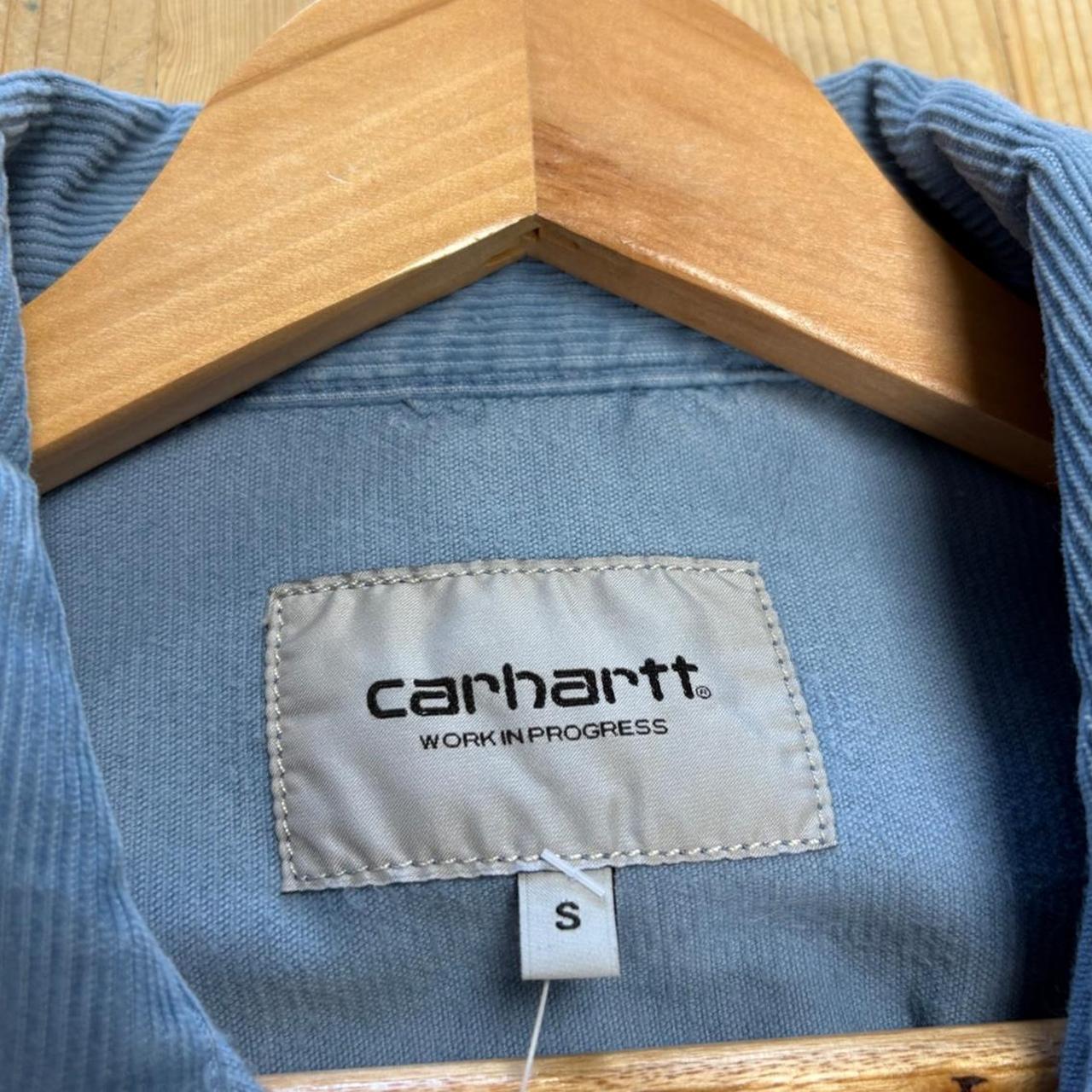 Carhartt WIP Shirt Mens Small Light Blue Dixon Double Pocket Corduroy Collared Button Up Top Y2K 90s