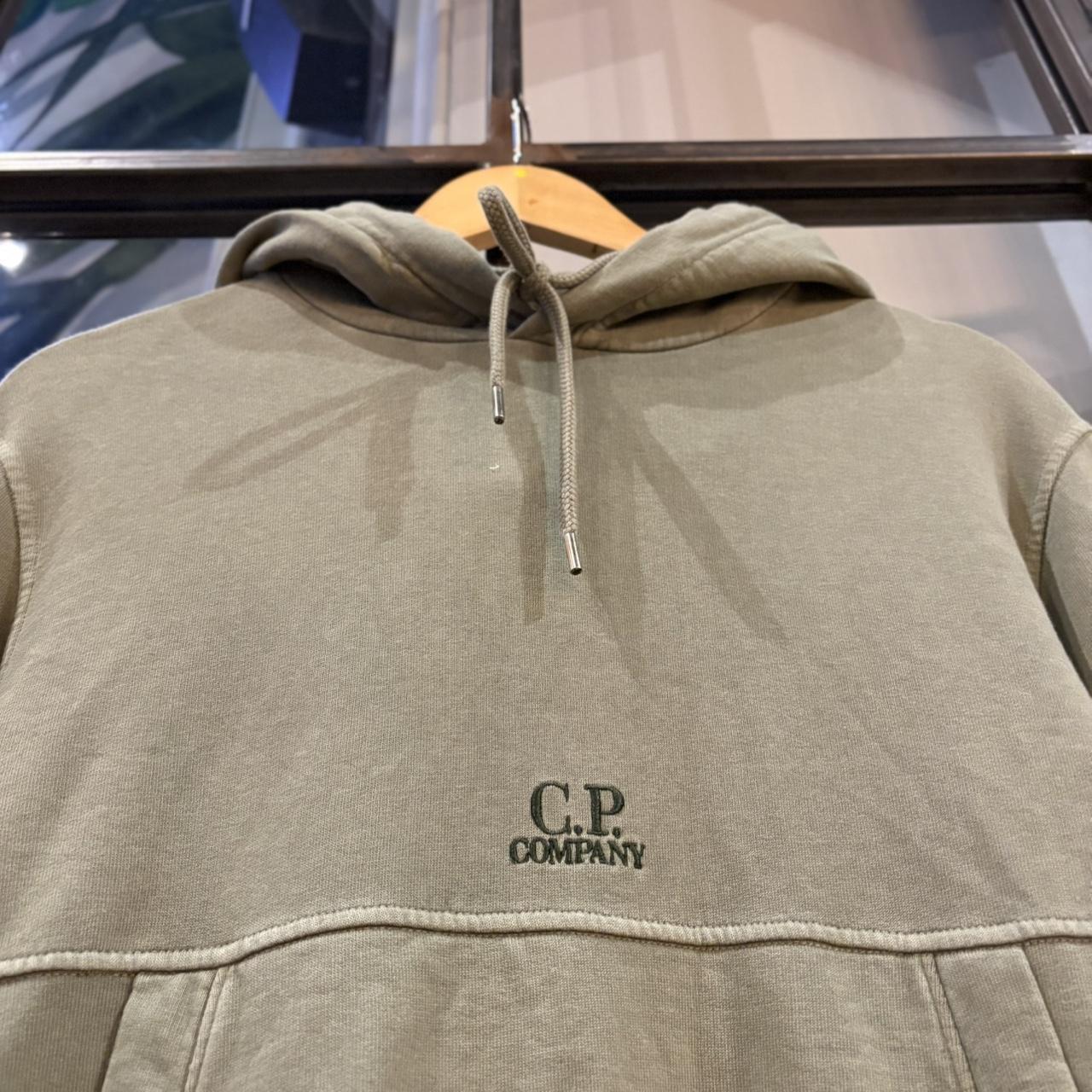 MES1812BH-F - Vintage Retro Essential Sage Green C.P. Company Sweatshirt Hoodie with embroidered centre logo #blokecore #designer #italian #cpcompany #y2k