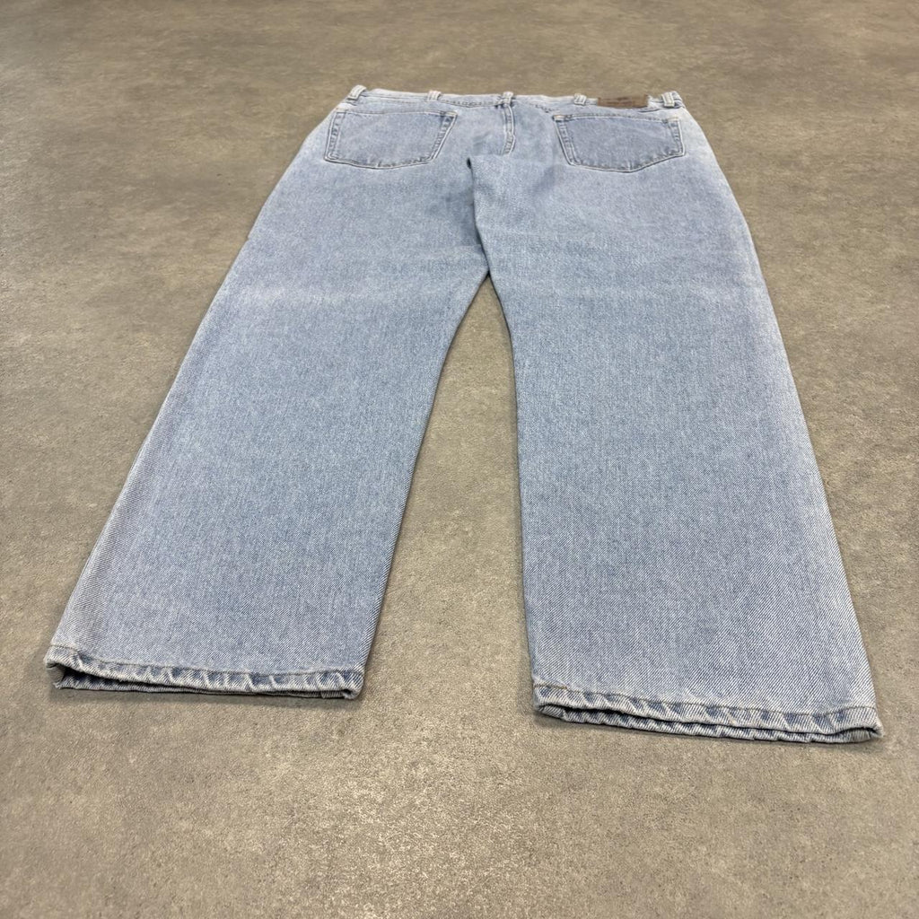 Vintage Wrangler Jeans Mens 38x30 Light Wash Denim Wash Straight Leg Trousers Cowboy Western USA 90s Y2K