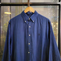 RLS036-P - Vintage Ralph Lauren Navy Blue Checekered Button Up Shirt Longsleeve collared top #Y2K #preppy #smartcasual #golf #oldmoney