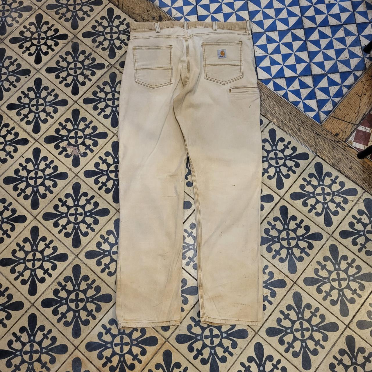 TRW0071BR - Vintage retro essential Carhartt straight leg Trousers pants jeans with embroidered patch logo #workwear #carhartt #y2k #skater