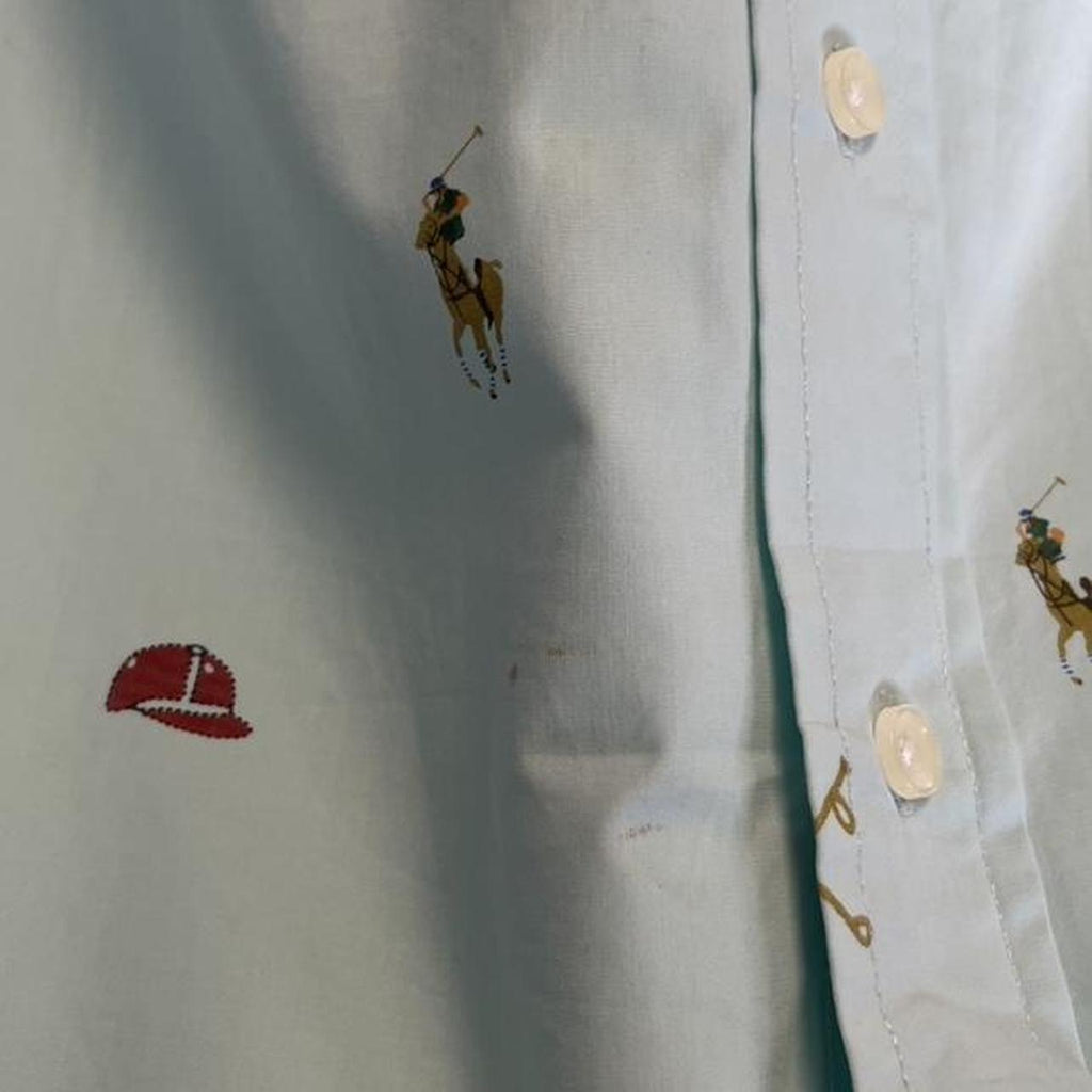 Ralph Lauren Baby Blue Monogram Button Up Shirt