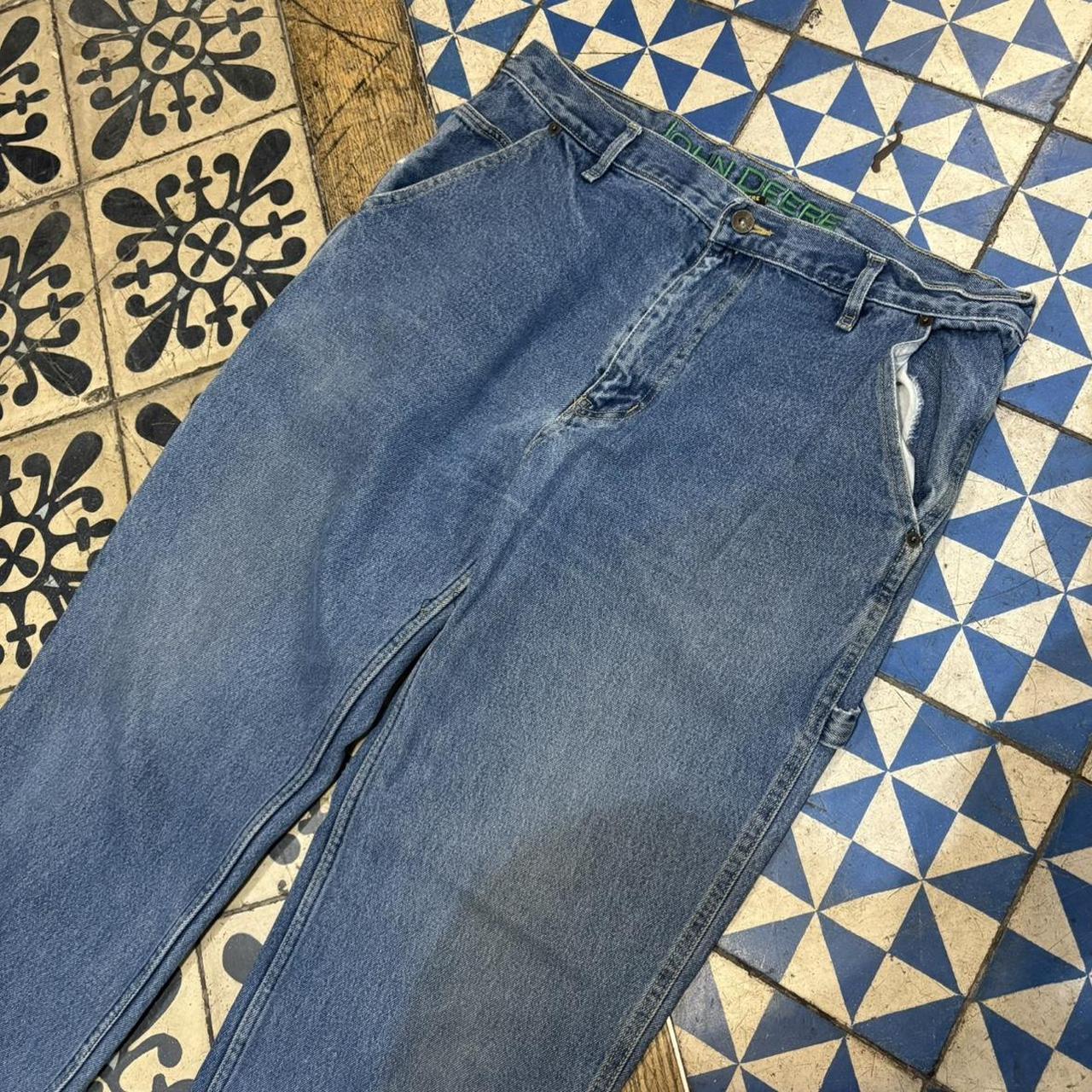 TRW410F-P - Vintage retro essential John Deere Blue Wash Denim Carpenter Jeans Trousers pants #denim #fit #johndeere #carpenter