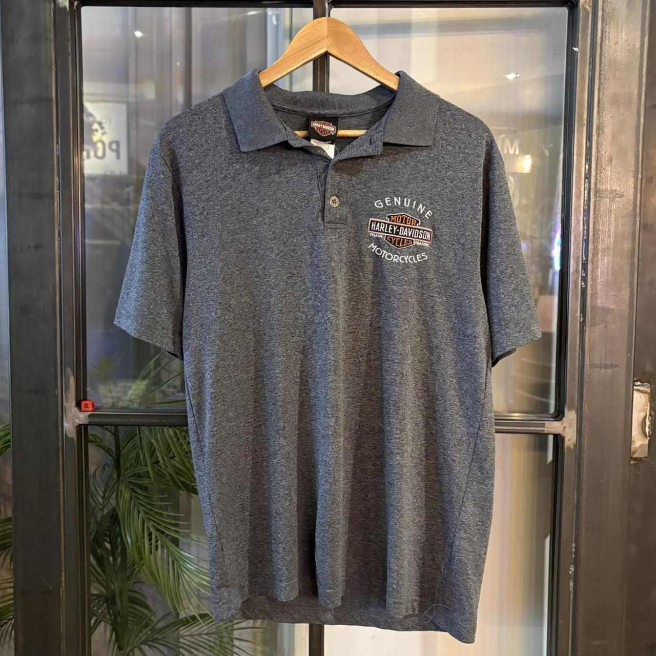 TEE640F -  Vintage Retro Essential Harley Davidson button up collared polo Top with embroidered logos #graphic #motorcycles #biker #harley #harleydavidson