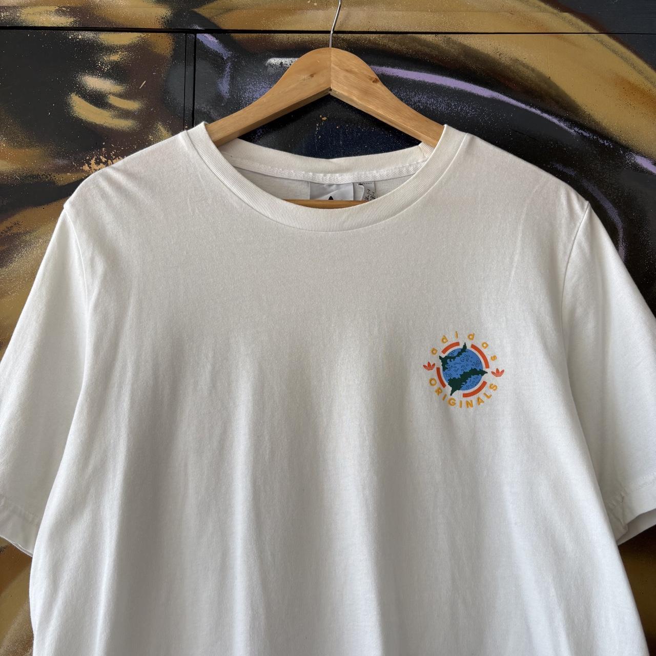 Adidas Originals T shirt Mens Small White Wander Hour World Globe Map Graphic Print Tee Top