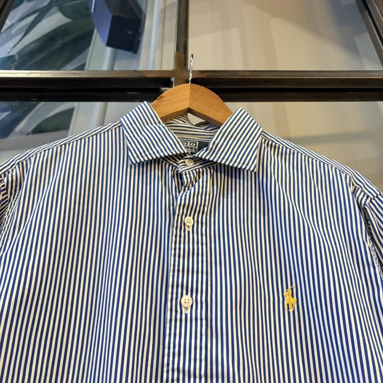 MES2811D-F - Vintage Ralph Lauren Blue Pinstripe Longsleeve collared button up polo shirt top #Y2K #preppy #chiefkeef #smartcasual #oldmoney