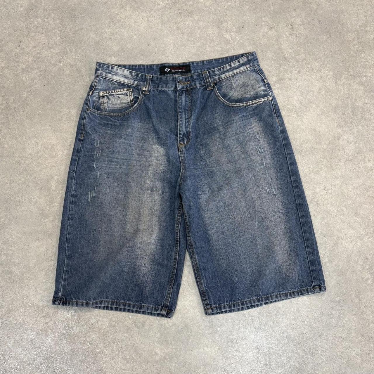 Vintage Blue Wash Enyce Jorts Mens 36” Baggy Wide Leg Skate Surf Denim Jean Shorts Hip Hop Streetwear Y2K