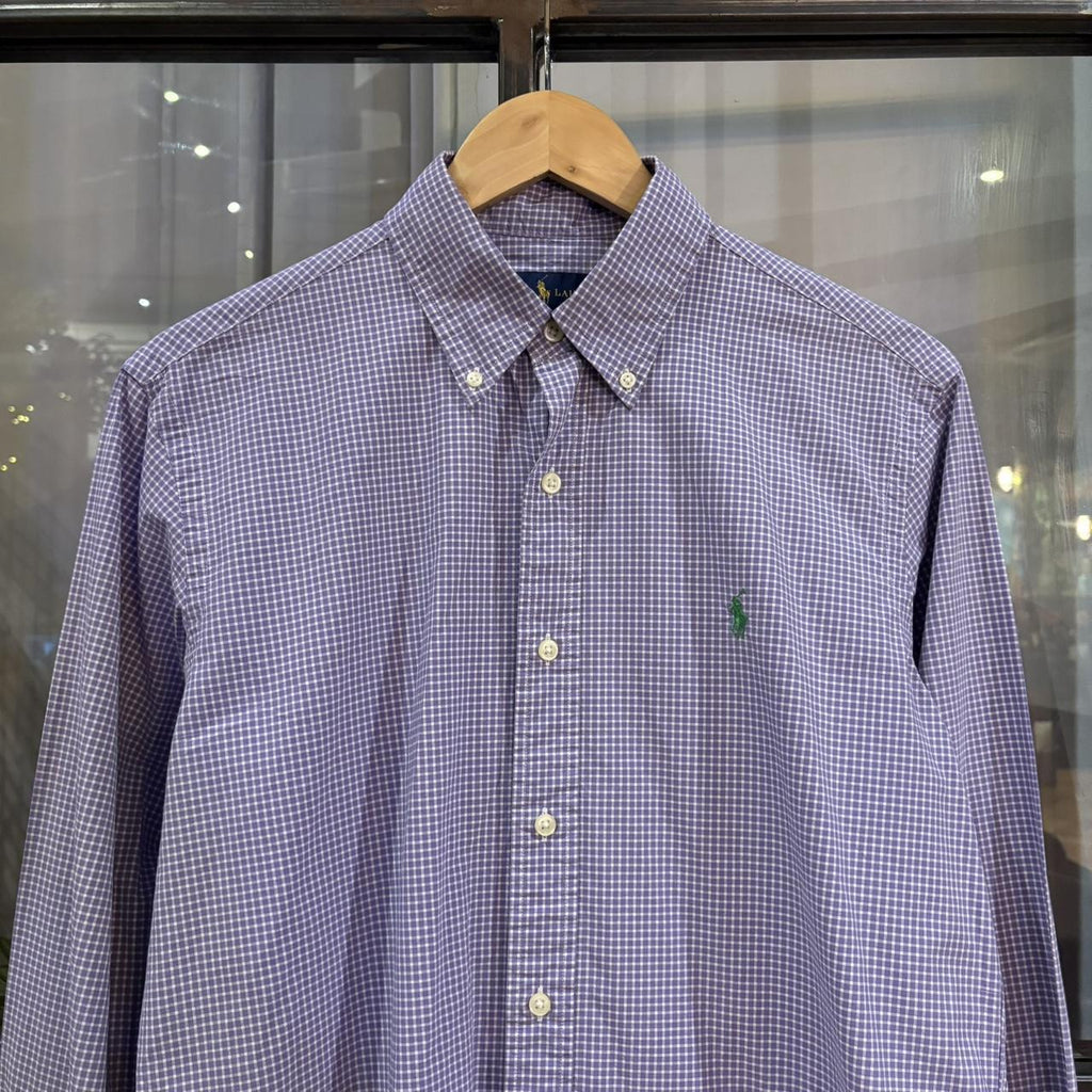 BR1209KX-F - Vintage Ralph Lauren Purple Check Longsleeve collared button up polo shirt top #Y2K #preppy #chiefkeef #smartcasual #oldmoney