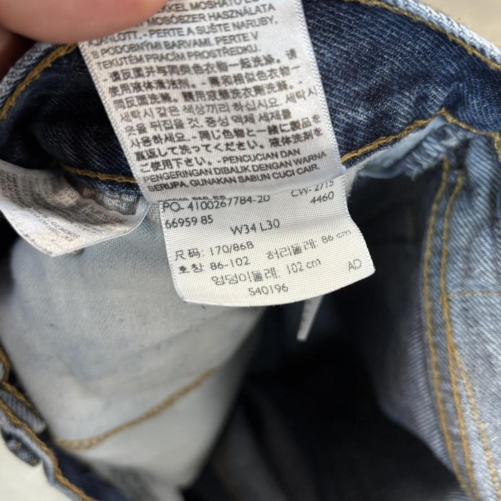 Vintage Dark Blue Wash Levi’s 505 Jeans Mens 34” Straight Leg Denim Trousers Skate Western Vintage Y2K 90s