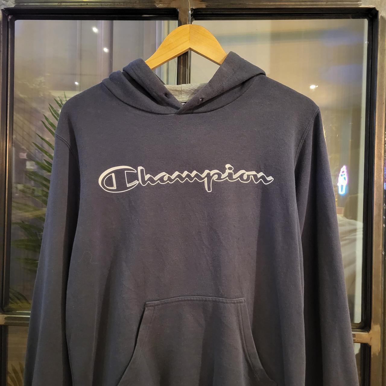 SWT073 - Vintage retro essential blue navy essential Champion Script Logo Spellout hoodie sweatshirt #champion #y2k #essential