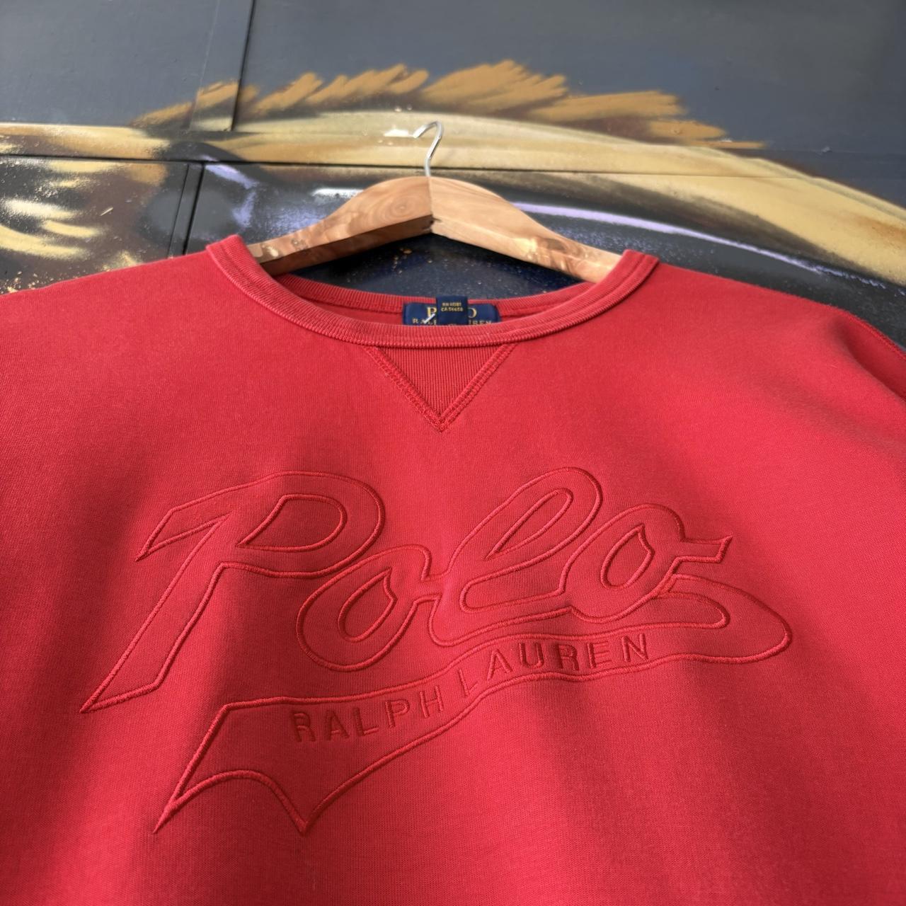Vintage Polo Ralph Lauren Sweatshirt  Women’s XL Red  Embroidered Spell Out Logo Pullover Jumper Top 90s Y2K 00s