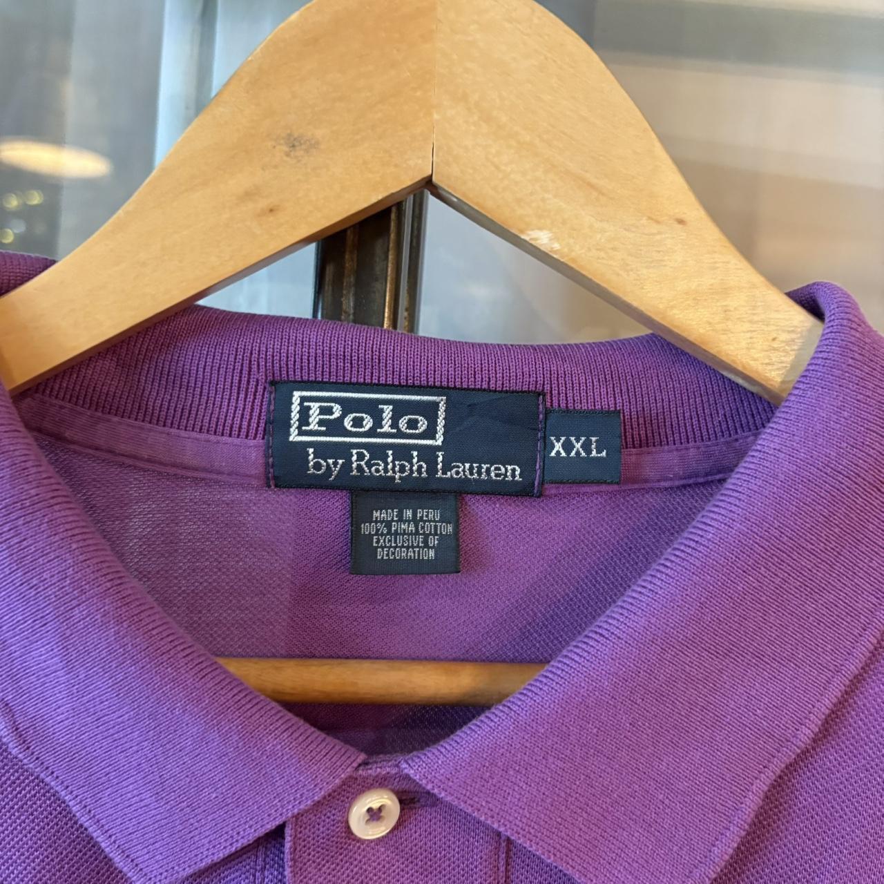 POL398-F - Vintage Retro Ralph Lauren Purple Plain Polo Shirt Short Sleeve collared button up top  #Y2K #preppy #chiefkeef #oldmoney #ralphlauren