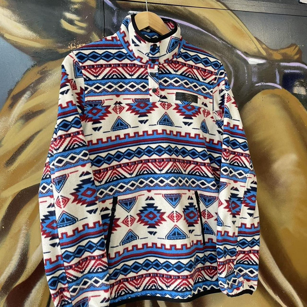 Kavu Aztec Southwestern Pattern Snap T Button Up Fleece