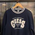 SWT641F - Vintage Retro Essential Navy Y2K Guess Crewneck Jumper Sweatshirt with embroidered patch logo #90s #sportswear #essential #y2k #guess