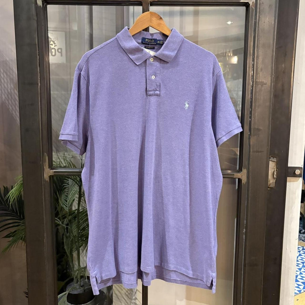 BR1912V-F - Vintage Retro Ralph Lauren Plain Lilac Polo Shirt Short Sleeve collared button up top  #Y2K #preppy #chiefkeef #oldmoney #ralphlauren