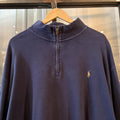 Vintage Ralph Lauren 1/4 Zip Fleece Mens XXL Navy Quarter Zip Up Preppy Pony Logo Sweatshirt Jumper Top Y2K 90s