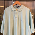 POL555-F - Vintage Retro Ralph Lauren Plain Turquoise Polo Shirt Short Sleeve collared button up top  #Y2K #preppy #chiefkeef #oldmoney #ralphlauren