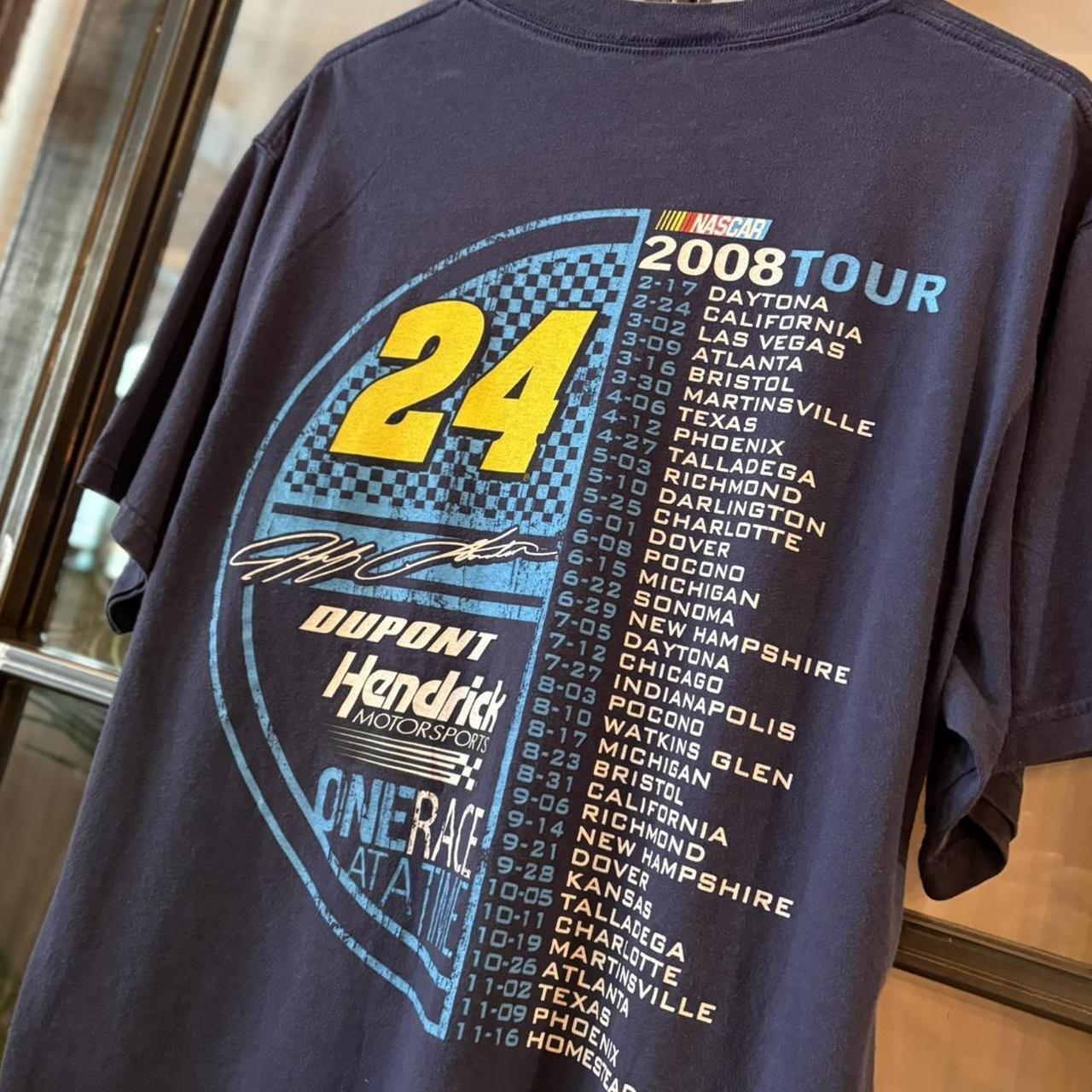 B0425A05F - Vintage Retro Essential Navy Nascar 2008 Tour Dupont Hendrick Motorsports Graphic Print Top Tee T-shirt #y2k #nascar #racing #racer #graphic