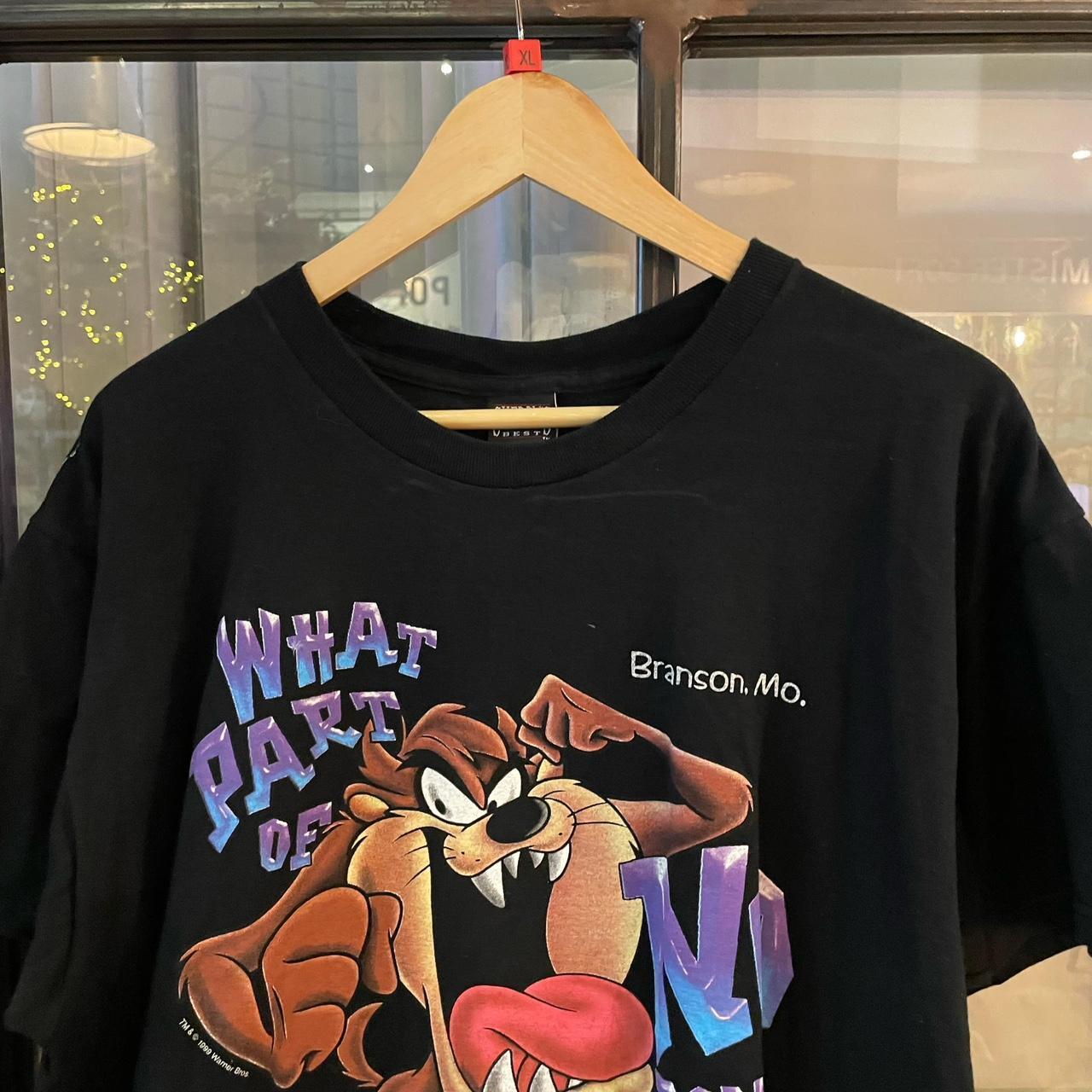 0125A44P - Vintage Retro Essential Black Looney Tunes Tasmanian Devil 1999 Graphic Print Top Tee T-shirt #90s #graphic #warnerbros #taz #looneytunes