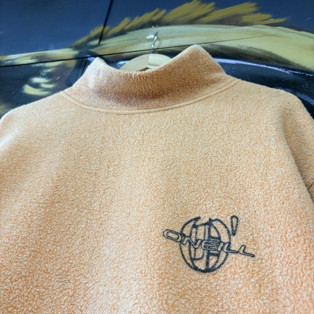 MES1102AW-U - Vintage Retro Essential Peach O’Neill Fleece Mock / Roll Neck Jumper Sweatshirt with embroidered spell out logo #90s #surfer #skater #y2k #oneill