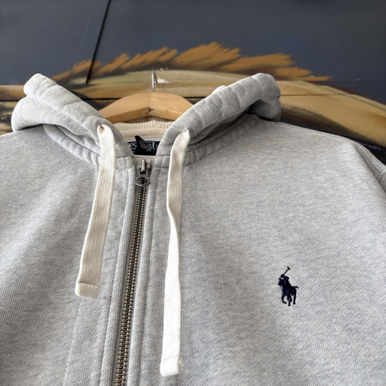 Vintage Polo Ralph Lauren Hoodie Mens Large Grey Full Zip Sweatshirt  Jumper Preppy Old Money Top 90s Y2K 00s