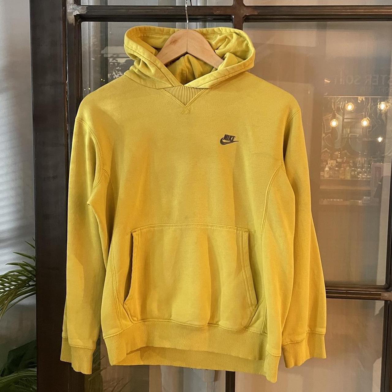 SWT432BR - Vintage Retro Essential Yellow Nike Sweatshirt Hoodie with big spellout embroidered logo #90s #sportswear #essential #nike #y2k