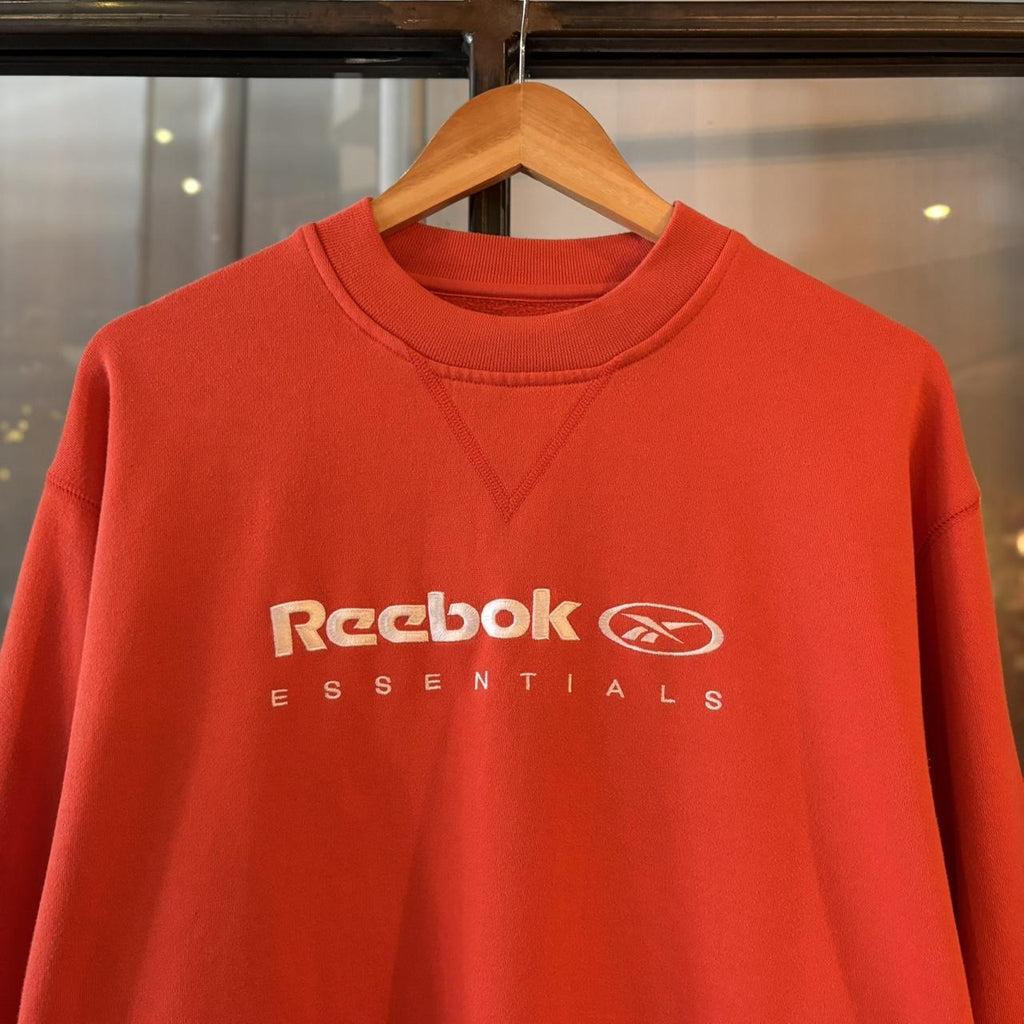 Vintage Retro Essential Orange Reebok Crewneck Jumper Sweatshirt with embroidered spell out logo #90s #sportswear #essential #y2k #reebok
