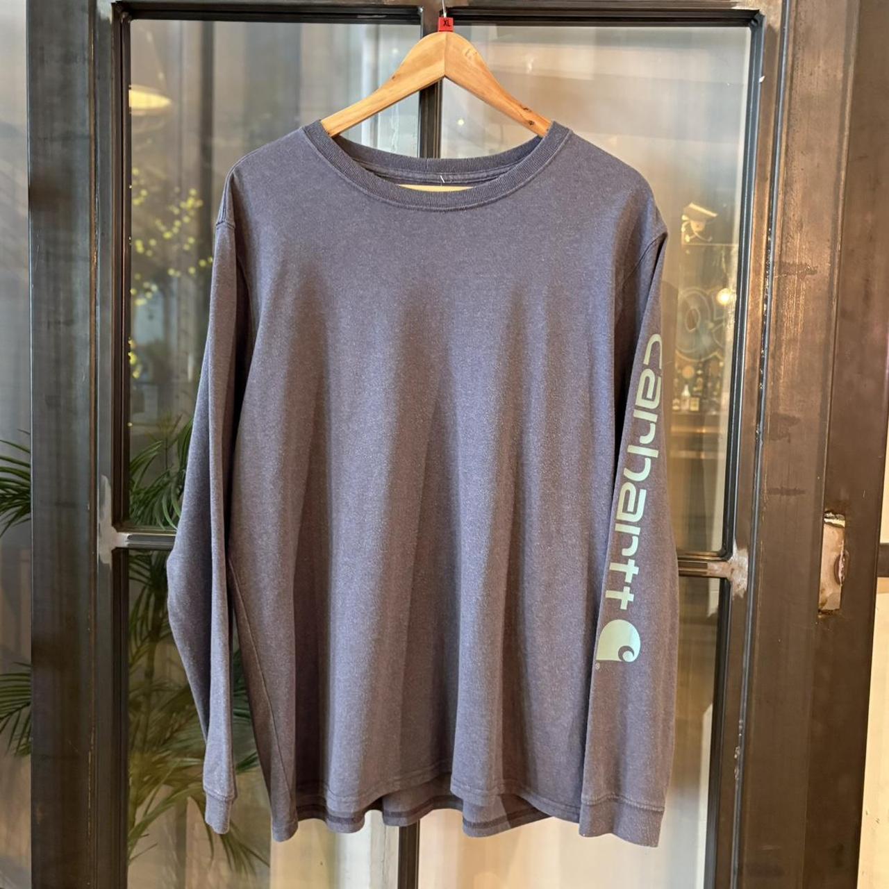 TEE516F - Vintage Retro Essential Blue Carhartt Longsleeve arm Graphic Print Top Tee T-shirt #skater #workwear  #carhartt #y2k #longsleeve