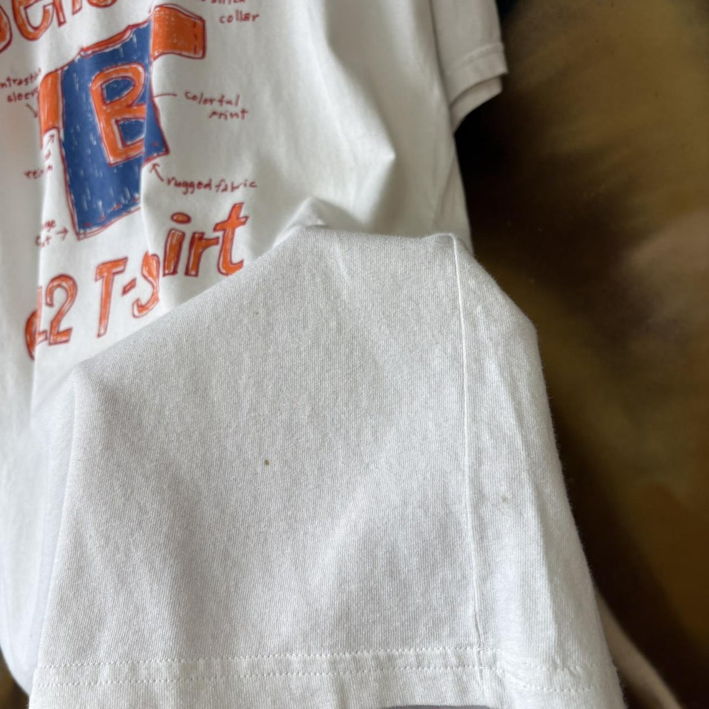 Vintage Benetton T Shirt Mens Small White 0-12 Graphic Print Logo Doodle Streetwear Tee Top 90s Y2K