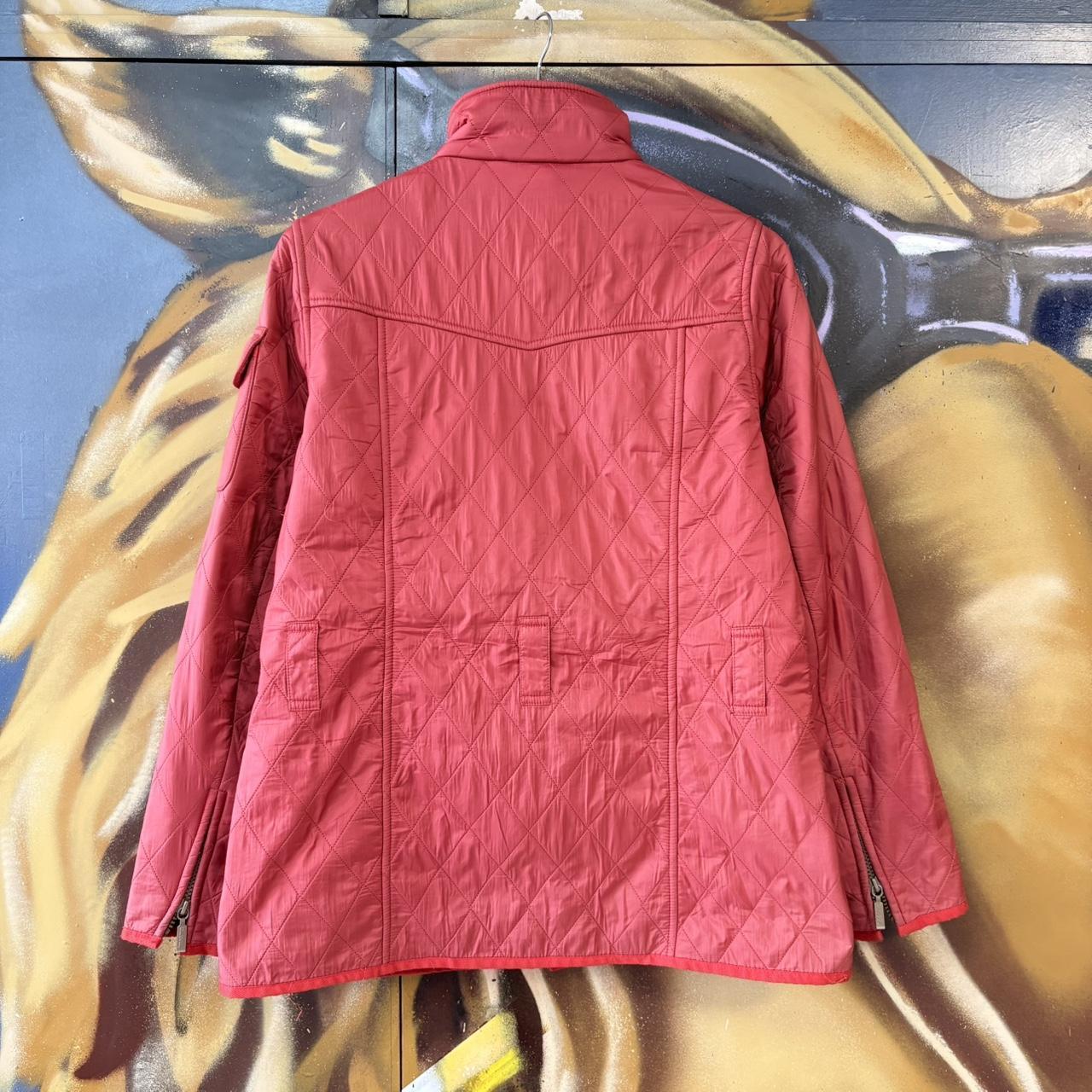 ADN0101CF-U - Vintage Retro Essential Red Barbour Full zip and button up quilted down padded lined jacket coat #british #oldmoney #quilted #outdoor #barbour