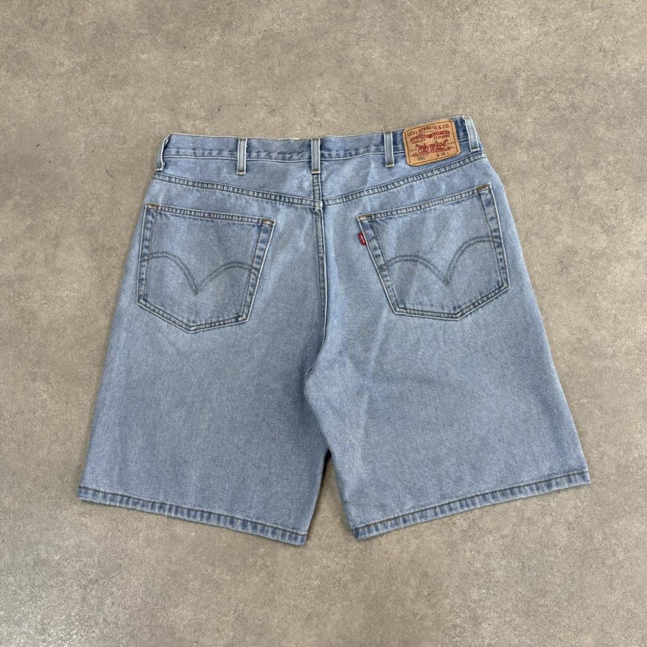 Vintage Light Blue Wash Levi’s 550 Jorts Mens 38” Baggy Wide Leg Skate Surf Denim Jean Shorts Hip Hop Streetwear Y2K