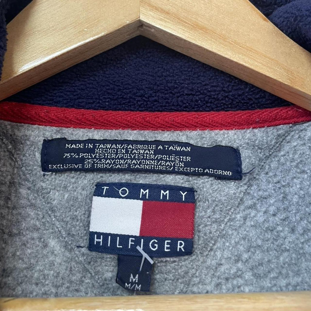 90s Tommy Hilfiger Big Flag Logo Spellout Quarter Zip Fleece Sweatshirt