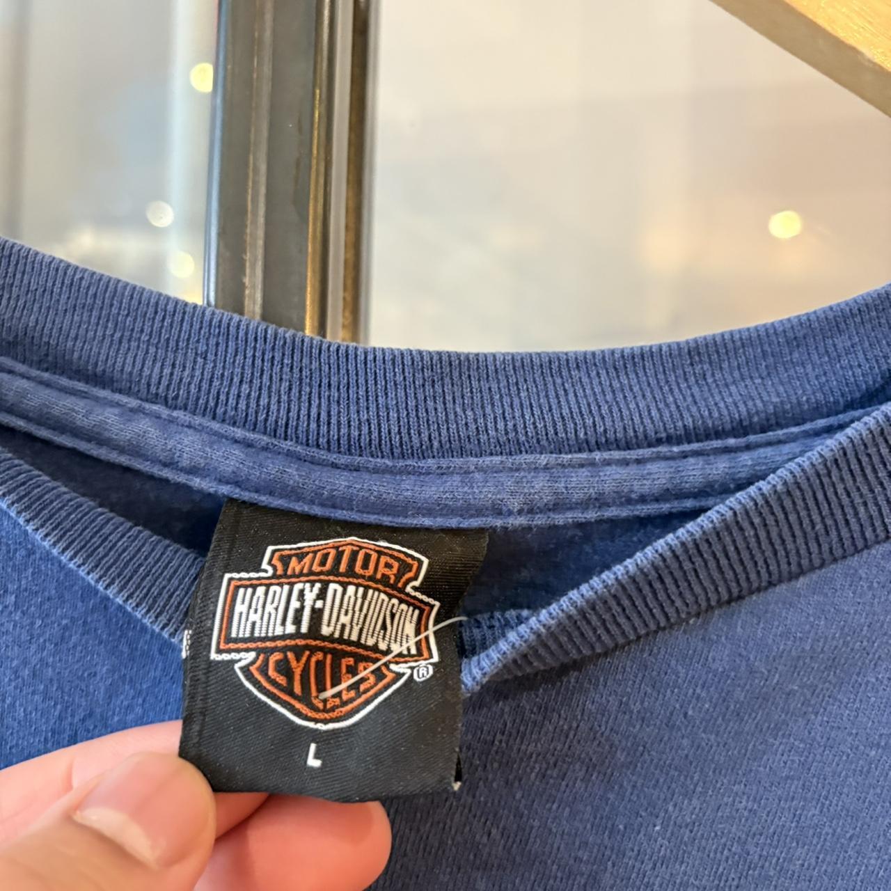 Vintage Harley-Davidson T-Shirt Mens Large Blue Biker Motorcycle Tee Folsom California 90s Y2K