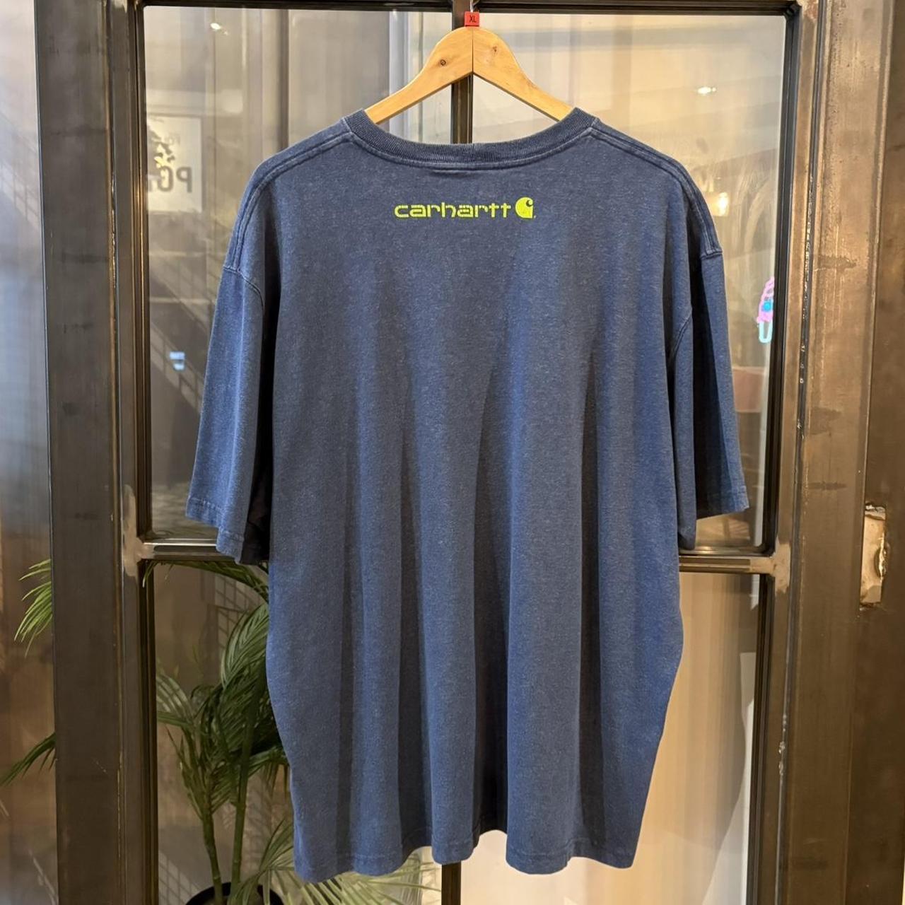 BR2401CH-F - Vintage Retro Essential Blue Carhartt Logo Spell Out Graphic Print Top Tee T-shirt  #skater #workwear  #carhartt #y2k #graphic