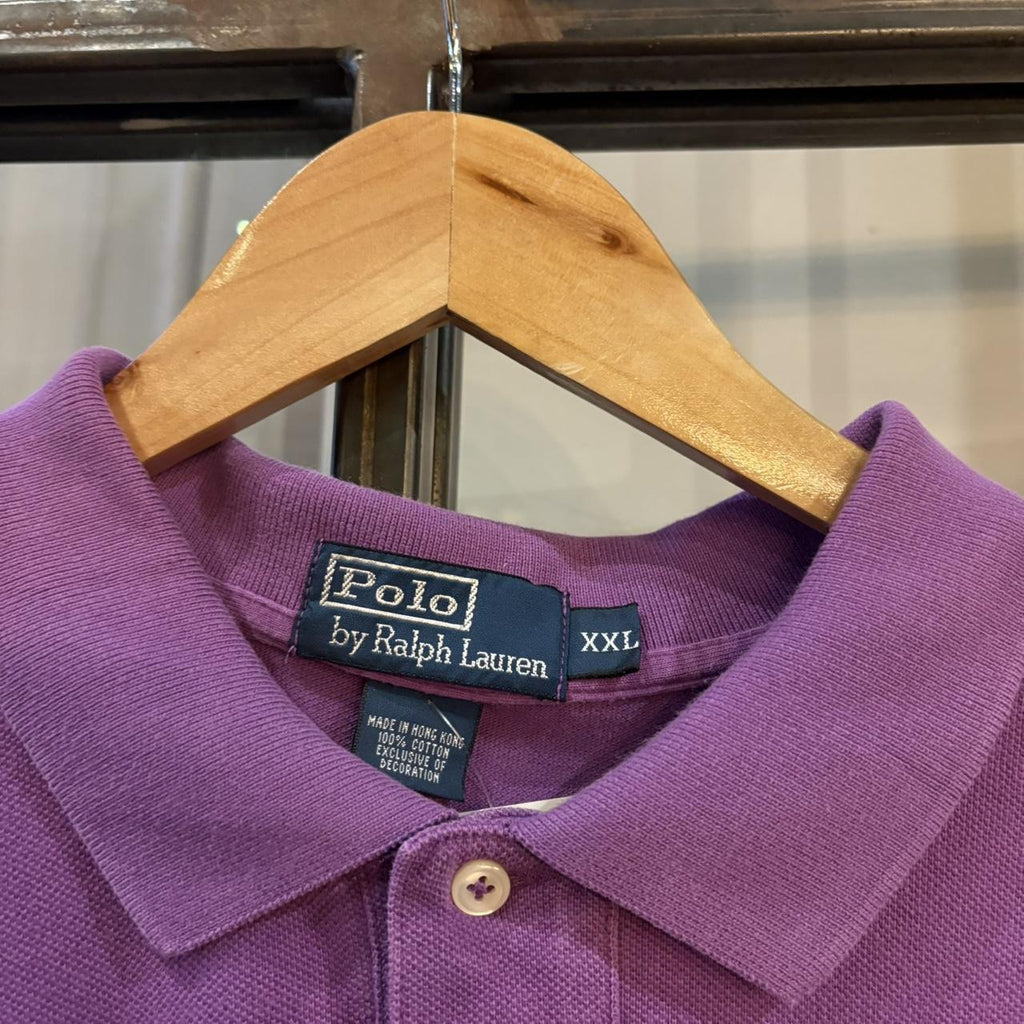 BR1912H-F - Vintage Retro Ralph Lauren Plain Purple Polo Shirt Short Sleeve collared button up top  #Y2K #preppy #chiefkeef #oldmoney #ralphlauren