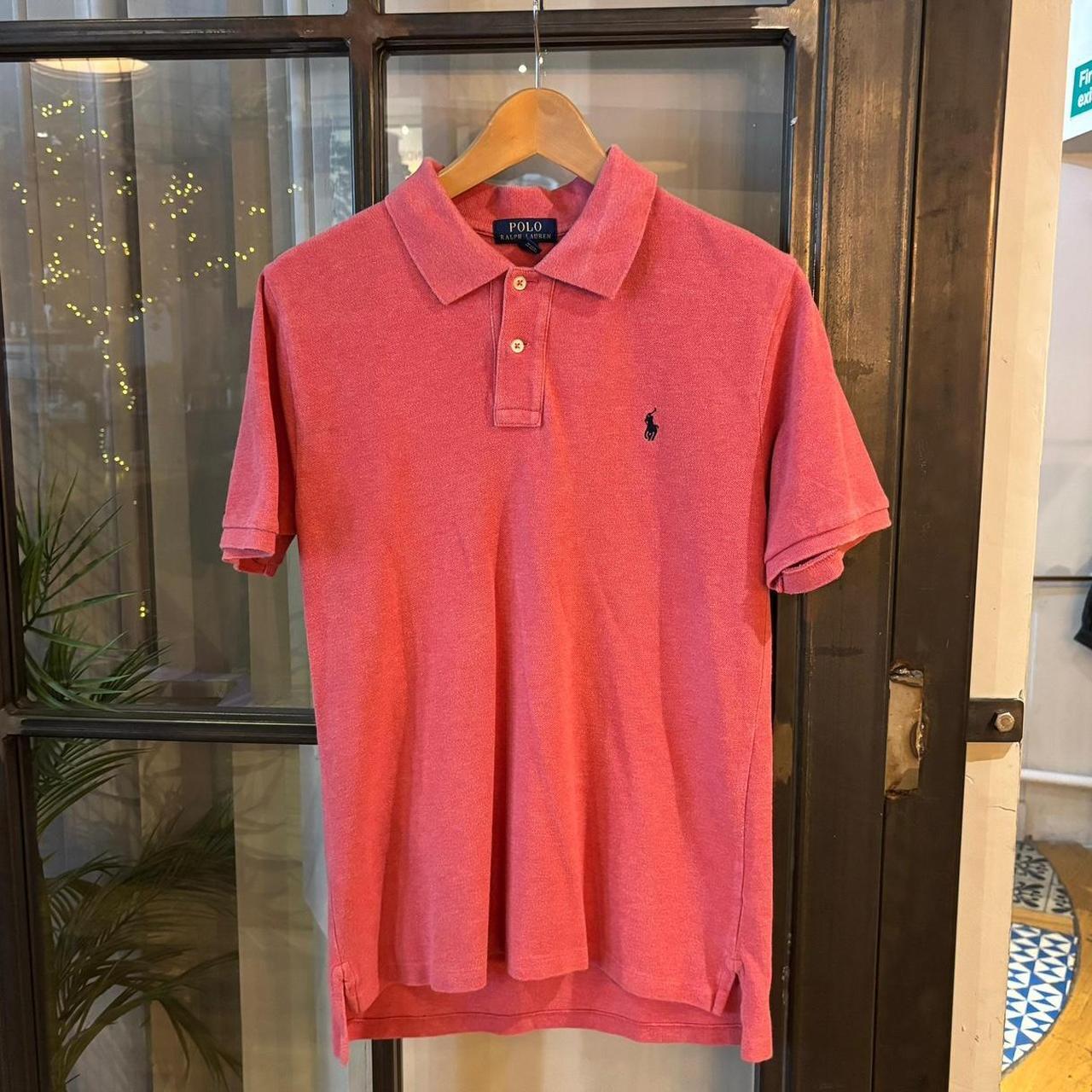 POL484F - Vintage Retro Ralph Lauren Plain Pink Polo Shirt Short Sleeve collared button up top  #Y2K #preppy #chiefkeef #oldmoney #ralphlauren