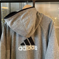 JCF000-U - Vintage essential adidas grey reversible full zip jacket coat sweatshirt lining and windbreaker reverse #adidas #3stripes #reversible #jacket #fullzip