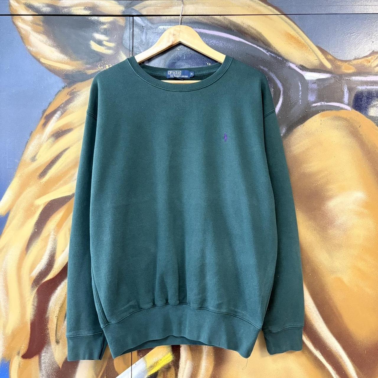 BR1912FY-U - Vintage Retro Essential Dark Green Polo Ralph Lauren Crewneck Jumper Sweatshirt with embroidered logo #oldmoney #90s #poloralphlauren #preppy #sweat