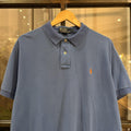 BR1912ADI-F - Vintage Retro Ralph Lauren Plain Blue Polo Shirt Short Sleeve collared button up top  #Y2K #preppy #chiefkeef #oldmoney #ralphlauren