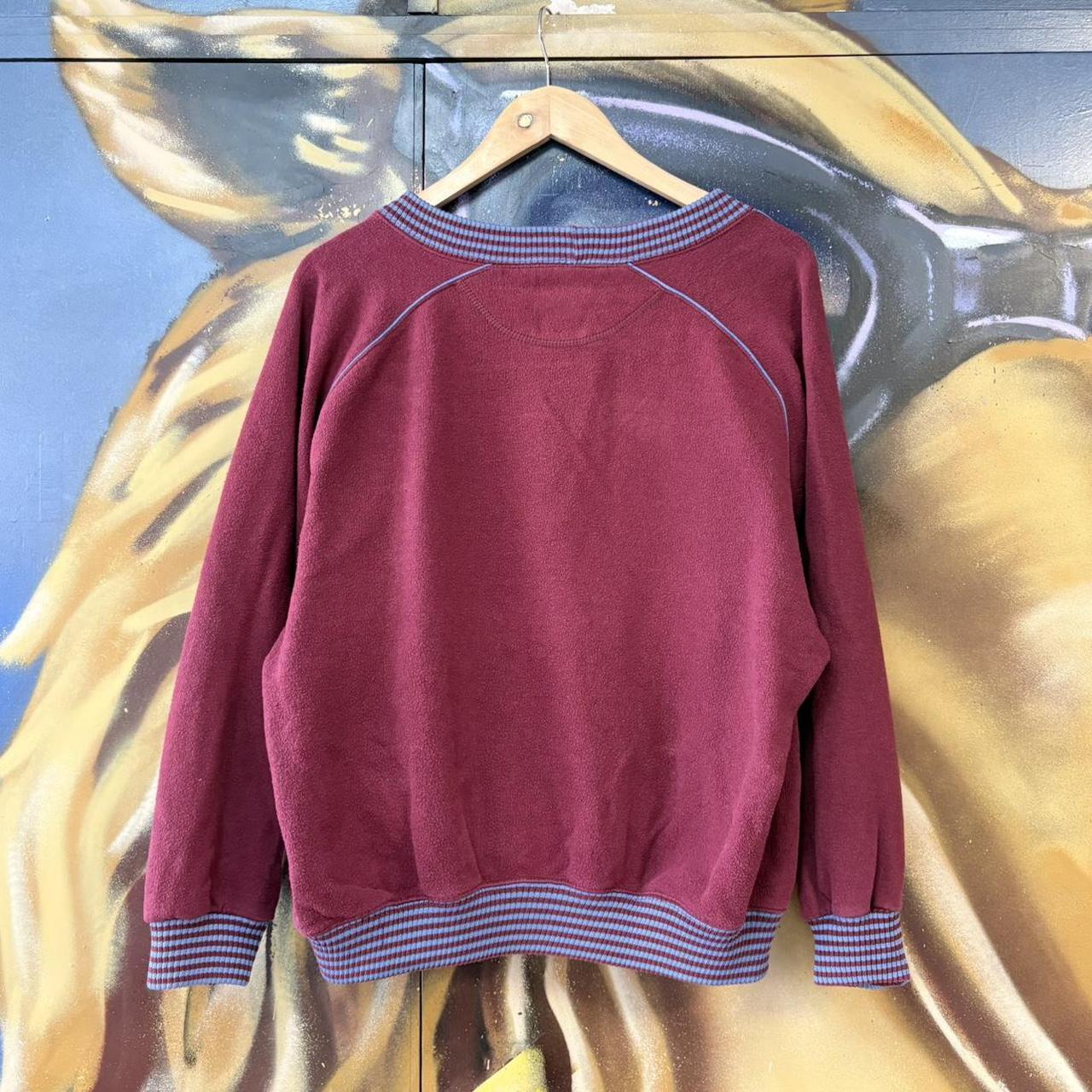 MES1102BU-U - Vintage Retro Essential 90’s Vans Burgundy V-Neck Button Up Cardigan Jumper Sweatshirt with printed logos #90s #skater #surfer #y2k #vans
