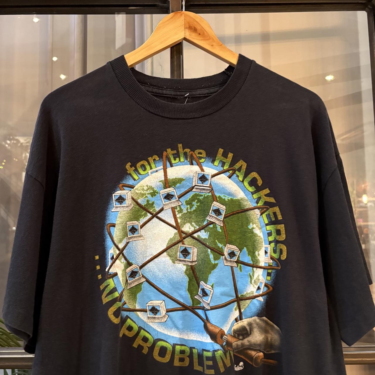 Vintage Kailua Tech T shirt Mens XL Hackers Hawaii Worlwide Nerd Promo Sotftware Network Graphic Print Tee Top 90s Y2K 00s