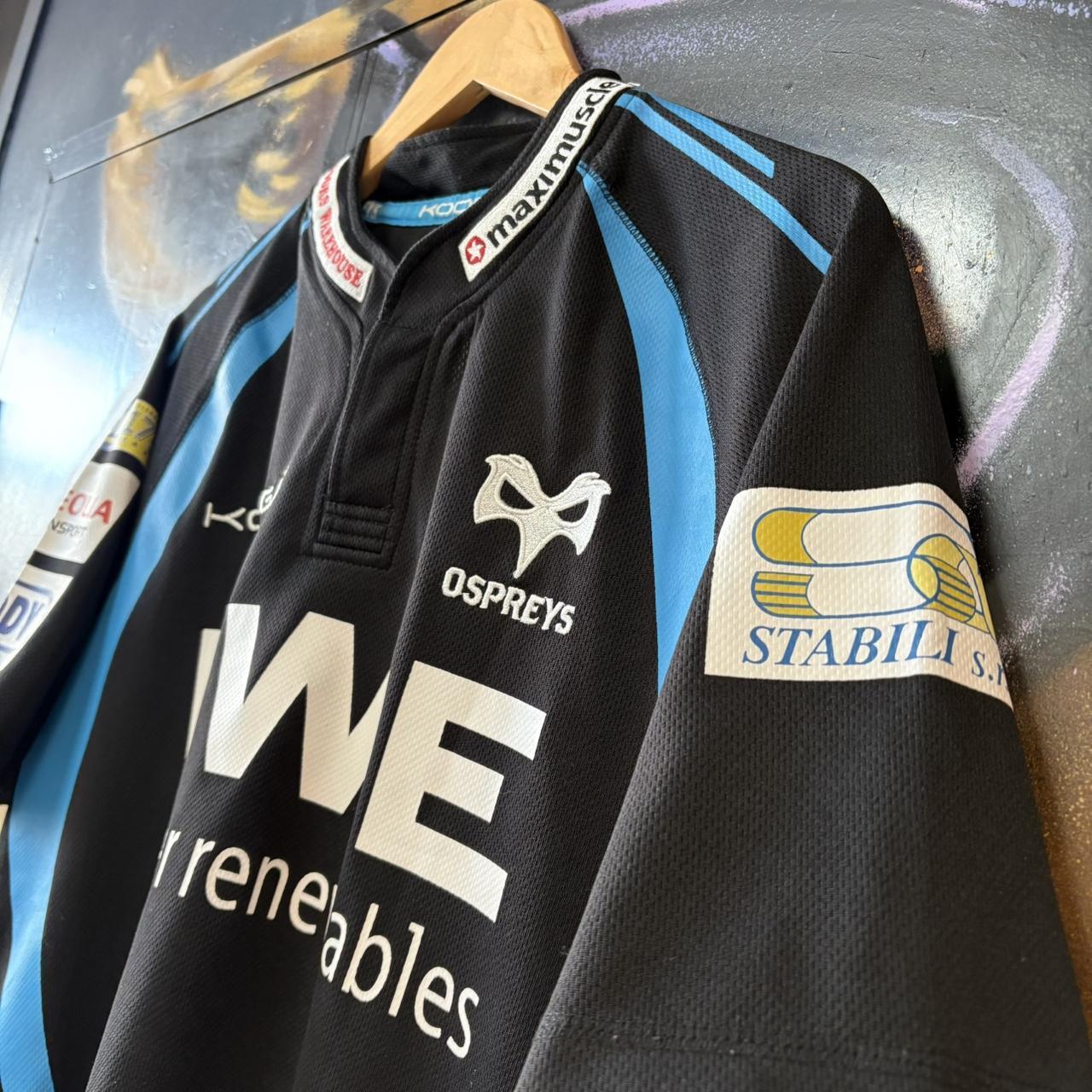 CP0404C-P - Vintage Retro Essential Collared Rugby Short Sleeve Jersey Shirt top  with embroidered logo  and printed sponsorships #sportswear #rugby #activewear #jersey #ospreys
