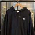0325G74UF - Vintage Retro Essential Black Adidas Originals Full Zip Sweatshirt Hoodie with big spellout embroidered and print logo #hoodie #sportswear #essential #adidas #y2k
