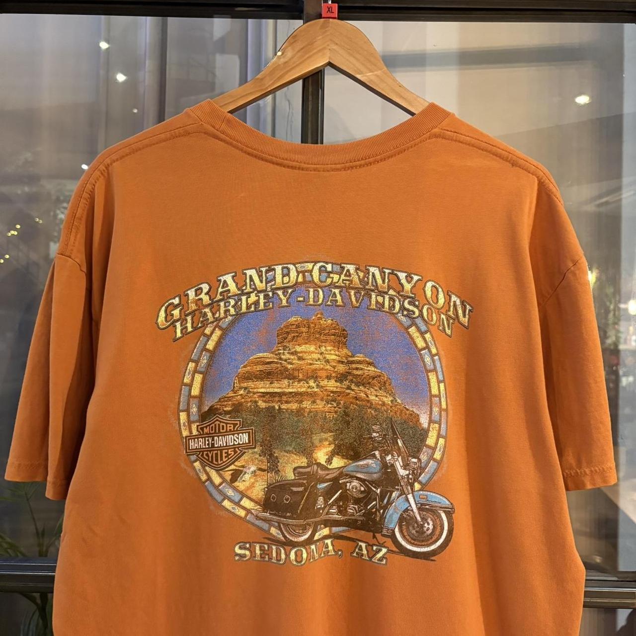 BR2401BJ-P - Vintage Retro Essential Orange Harley Davidson Grand Canyon Sedona, AZ Graphic Print Top Tee T-shirt #graphic #motorcycles #biker #harley #harleydavidson