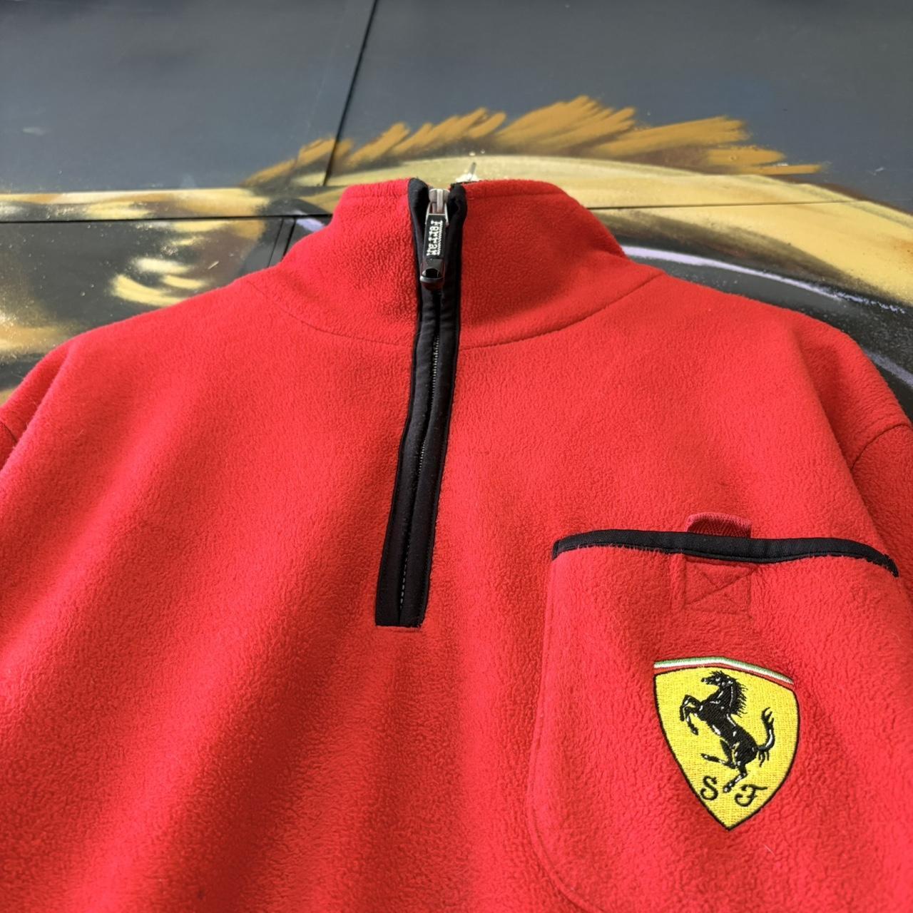 MES2710KP-U - Vintage Retro Essential Red Ferrari F1 Motorsport Racing 1/4 Zip Fleece Sweatshirt with embroidered patch logo #90s #ferrari #f1 #racing #motorsports
