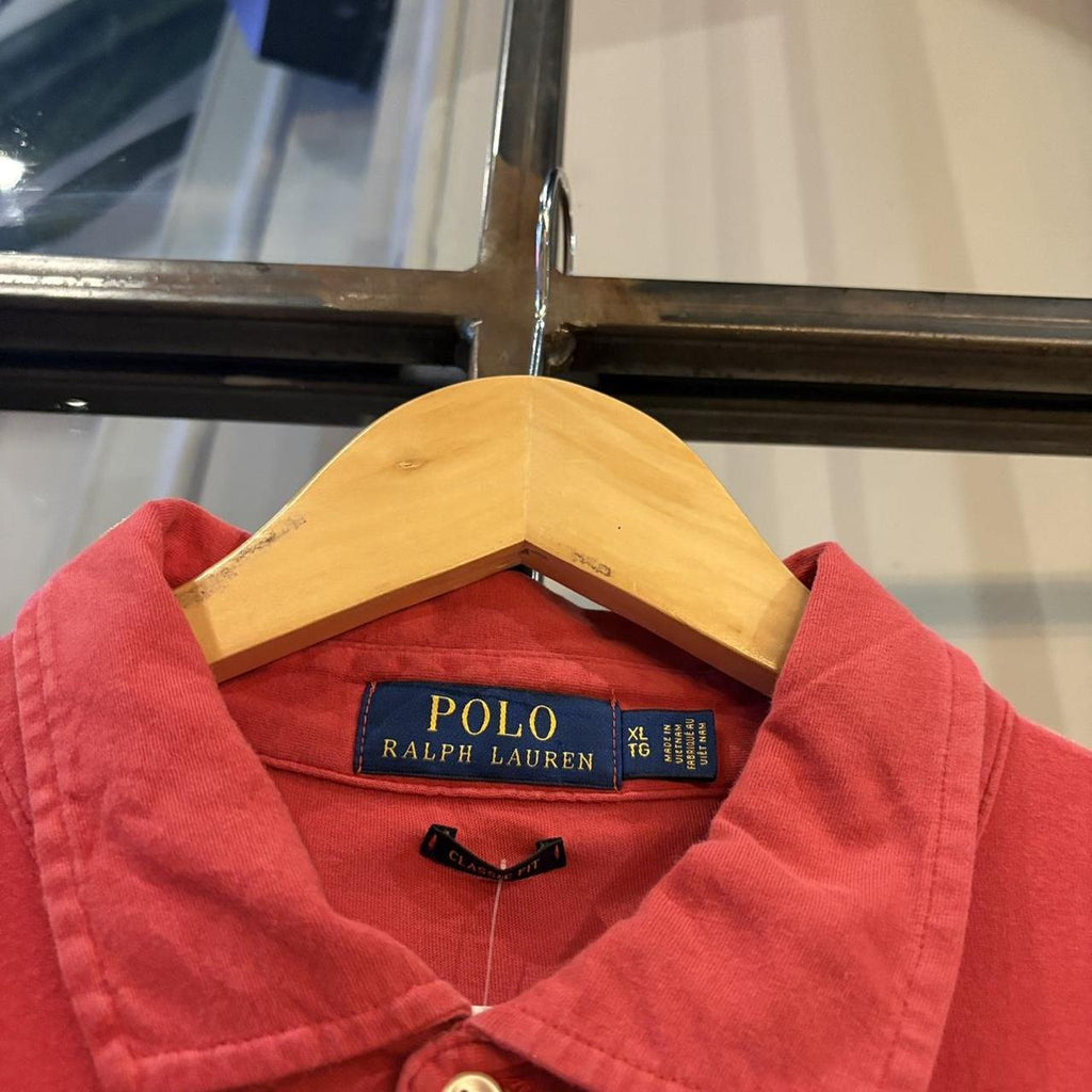 BR1912AH-F - Vintage Retro Ralph Lauren Plain Red Pocket Polo Shirt Short Sleeve collared button up top  #Y2K #preppy #chiefkeef #oldmoney #ralphlauren