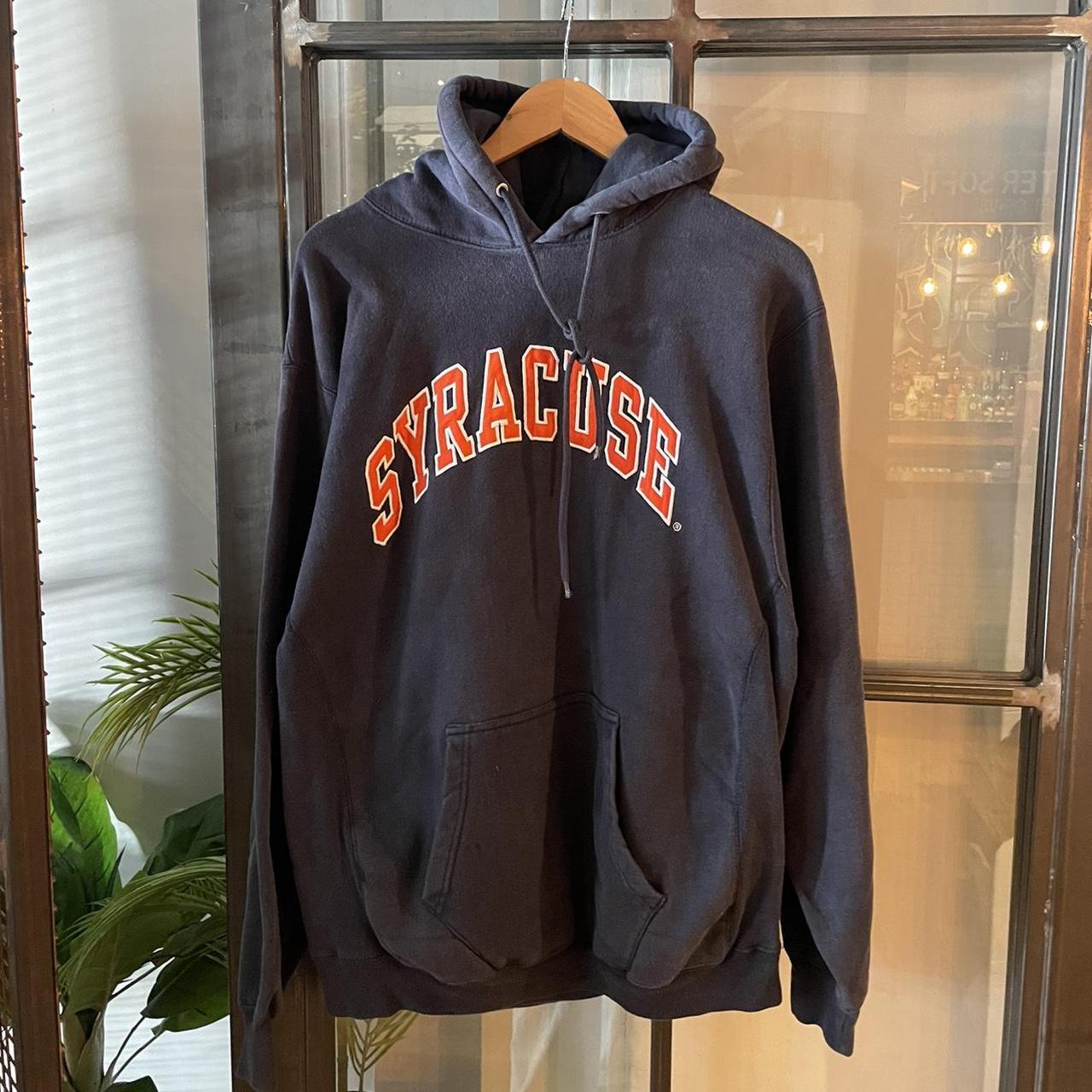 CP1302FA - Vintage Retro Essential Navy Syracuse University College Hoodie with big spellout embroidered logo #90s #collge #essential #syracruse #y2k