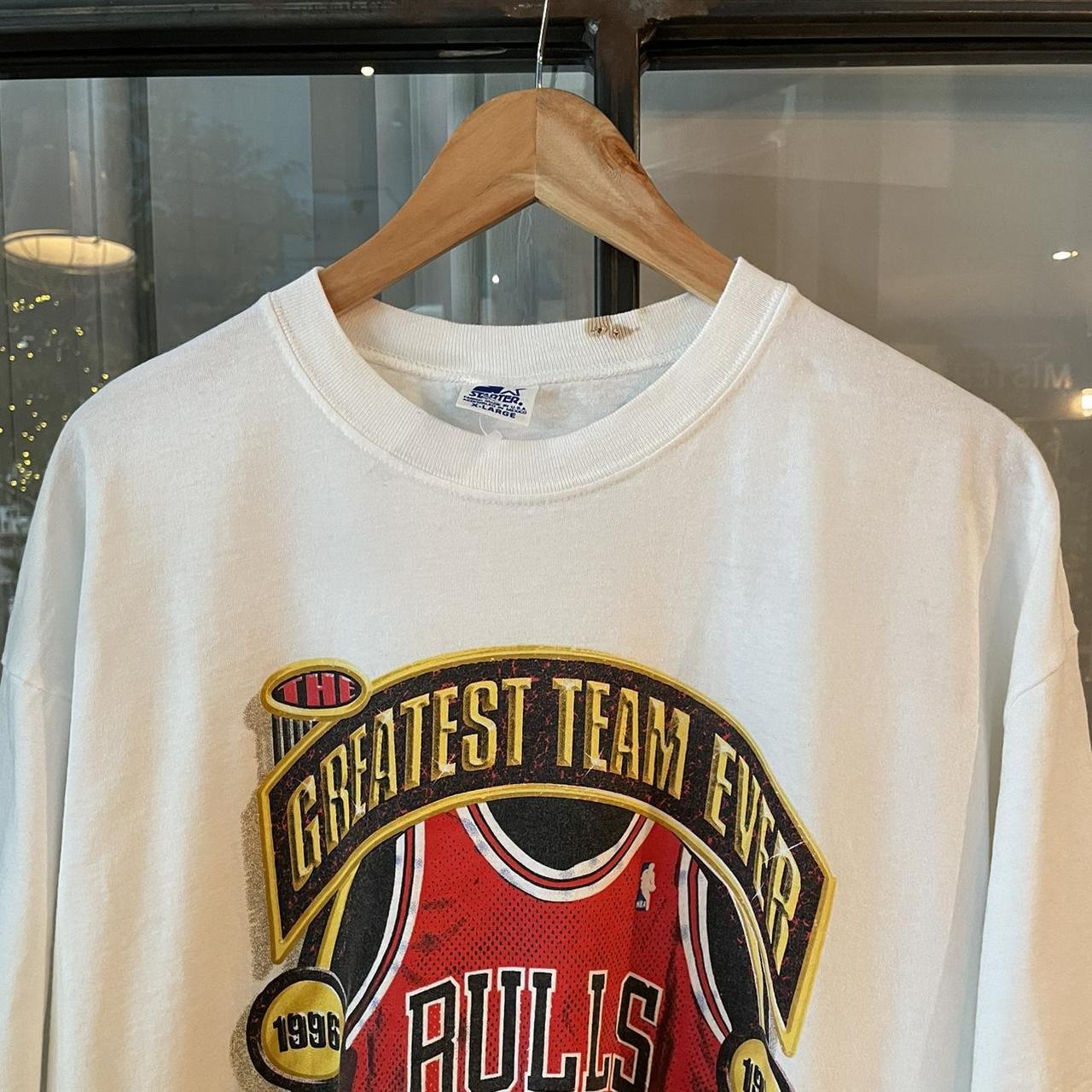 TEE00C - Vintage Retro Essential White Chicago Bulls 1996 NBA Chmapions Single Stitch Starter Graphic Print Top Tee T-shirt #90s #nba #basketball #chicagobulls #singlestitch